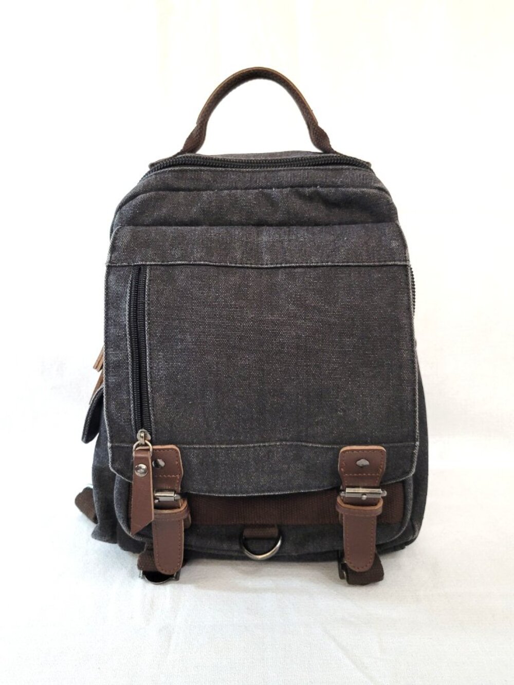 Vintage Canvas Sling Backpack Crossbody Messenger Bag Travel Rucksack Black